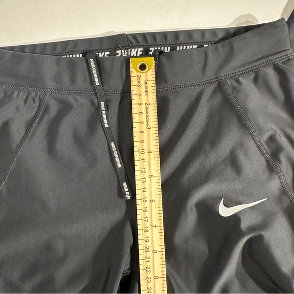 Nike Womens Power Epic Run Crop Leggings Women's Dri-Fit Black Shiny Draw Waist - Picture 13 of 14
